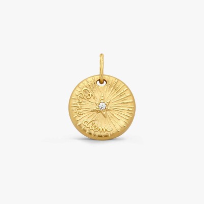 Médaille Arthus Bertrand Carpe Diem en or jaune , diamant 21mm