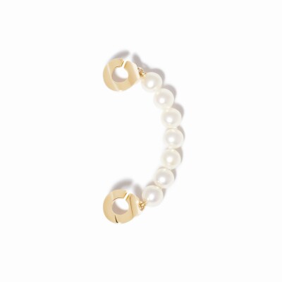 Mono boucle earcuff droite dinh van Menottes en or jaune et perles d'eau douce