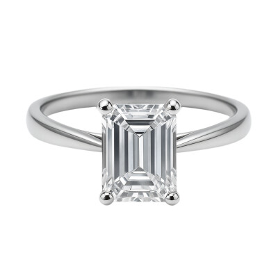 Bague Ferret Diamond Lab taille emeraude en or blanc, et diamant de laboratoire GIA - 3ct