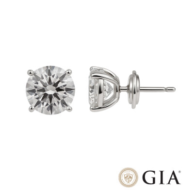 Puces d'oreilles Ferret Diamond Lab taille brillant en or blanc, et diamant de laboratoire GIA - 4ct