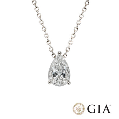 Collier Ferret Diamond Lab taille poire en or blanc, et diamant de laboratoire GIA - 3ct