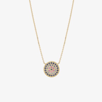 Collier Sophie d'Agon Yellowstone 1 Bleu en or jaune, saphirs bleu marine, saphirs bleu ciel , saphirs roses et rubis