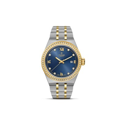 Montre TUDOR Royal boîtier en acier, 28 mm cadran bleu, bracelet en acier et or jaune