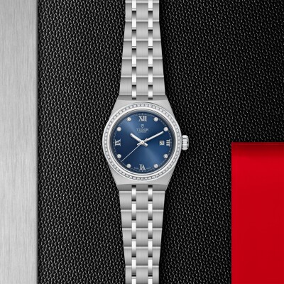Montre TUDOR Royal boîtier en acier, 28 mm cadran bleu, bracelet en acier