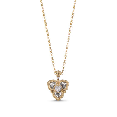 Collier coeur Buccellati Opera Tulles en or jaune, or blanc et diamants