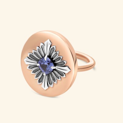 Bague Rouvenat Tag en or rose, argent et tanzanite (0,70ct)