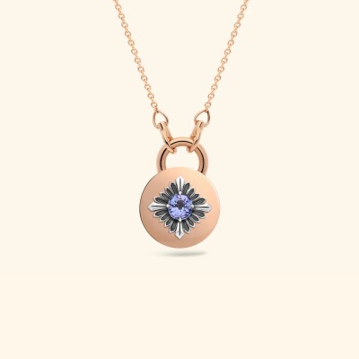 Collier Rouvenat Tag en or rose, argent et tanzanite (0,71ct)