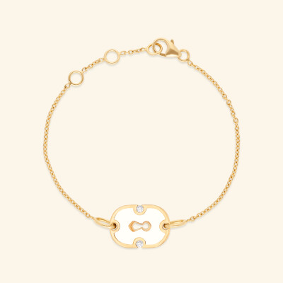 Bracelet Rouvenat Unlock en or jaune, céramique blanche et diamants (0,07ct)