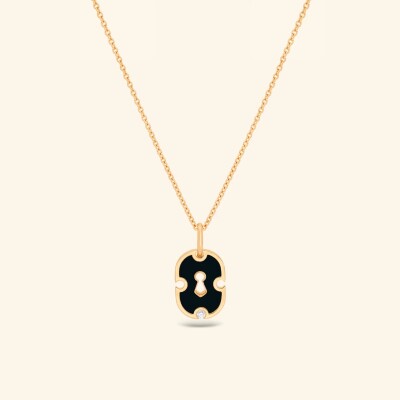 Collier Rouvenat Unlock en or jaune, céramique noire et diamants (0,03ct)
