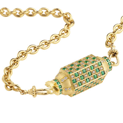 Locket Marie Lichtenberg Check Emeraude 73cm