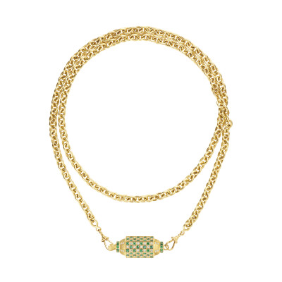 Locket Marie Lichtenberg Check Emeraude 73cm