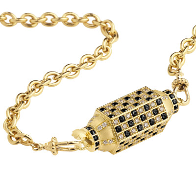 Locket Marie Lichtenberg Check Diamants Noir 73cm