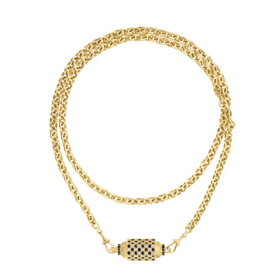 Locket Marie Lichtenberg Check Diamants Noir 73cm