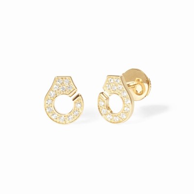 Puces d'oreilles dinh van menottes en or jaune pavé de diamants