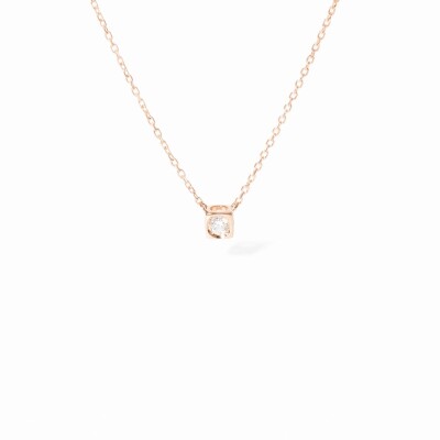 Collier dinh van Le Cube Diamant petit modèle en or rose