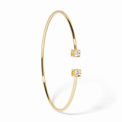 Bracelet jonc dinh van Le Cube Diamant moyen modèle en or jaune et diamant