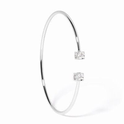 Bracelet jonc dinh van Le Cube Diamant moyen modèle en or blanc et diamant