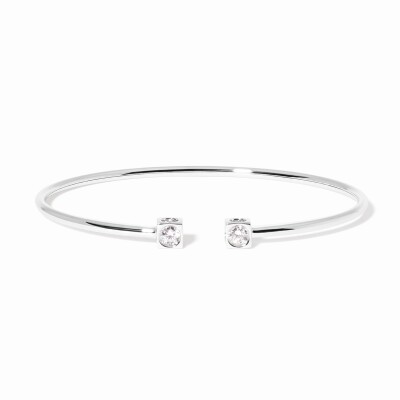 Bracelet jonc dinh van Le Cube Diamant moyen modèle en or blanc et diamant