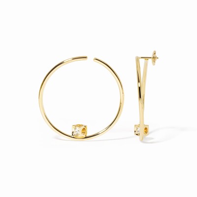 Boucles d'oreilles Créoles dinh van Le Cube Diamant en or jaune et diamants