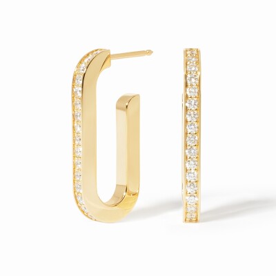 Boucles d'oreilles dinh van Maillon grand modèle en or jaune et diamants