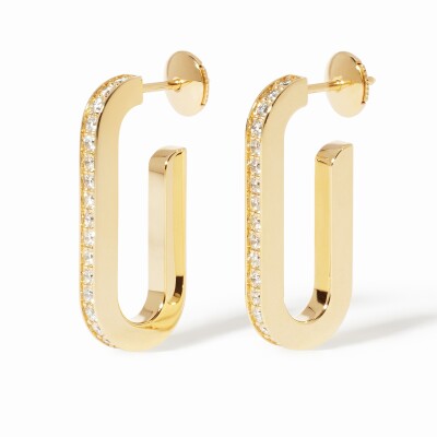 Boucles d'oreilles dinh van Maillon grand modèle en or jaune et diamants