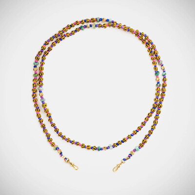 Lien Marie Lichtenberg Mauli Beads Ghana jaune et noir 73cm