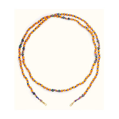 Lien Marie Lichtenberg Mauli Beads Ghana orange et rouge 73cm