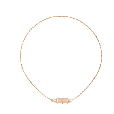 Collier Marie Lichtenberg Micro Locket Coco Diamant en or rose 50cm