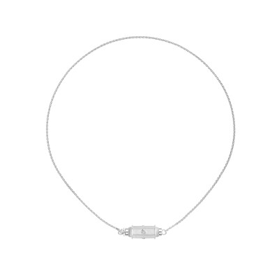Collier Marie Lichtenberg Micro Locket Coco Diamant en or blanc 50cm