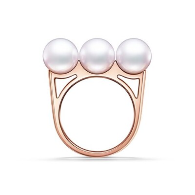 Bague Tasaki Balance Era en or rose Sakuragold™ et perles Akoya