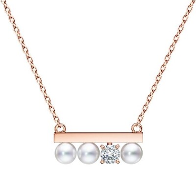 Collier Tasaki Balance diamond solo petit modèle en or rose Sakuragold™, perles Akoya et diamant