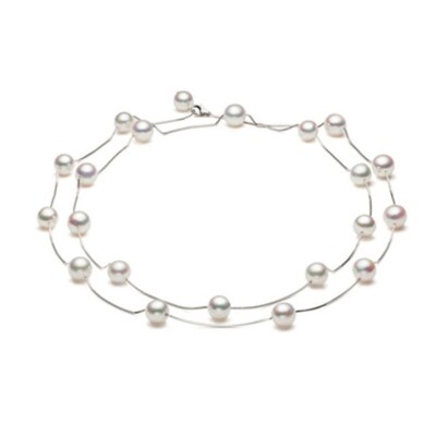 Collier Tasaki Basic en or blanc et perles Akoya