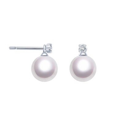 Boucles d'oreilles Tasaki en or blanc, diamants et perles Akoya