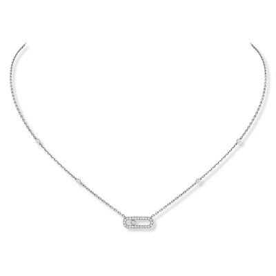 Messika Move Uno necklace, white gold and pave diamonds