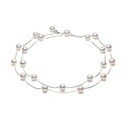 Collier Tasaki Basic en or blanc et perles Ayoka