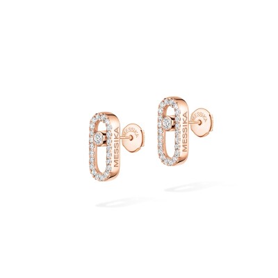 Messika Move Uno earrings, pink gold and pave diamonds