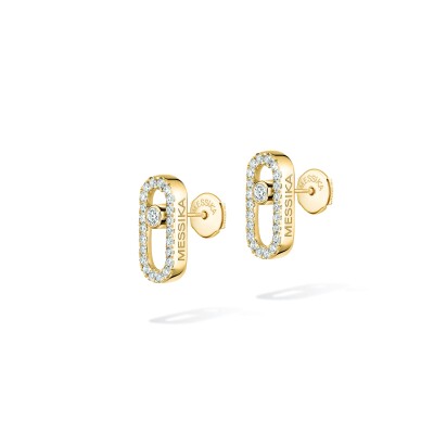 Messika Move Uno earrings, yellow gold and pave diamonds