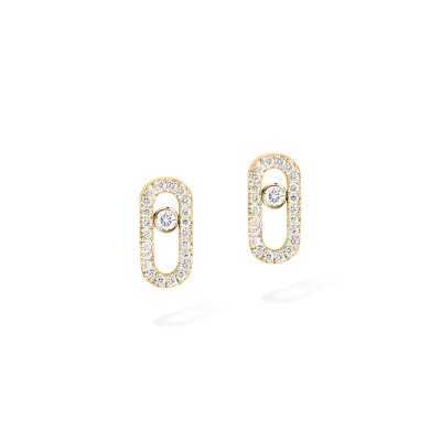 Messika Move Uno earrings, yellow gold and pave diamonds