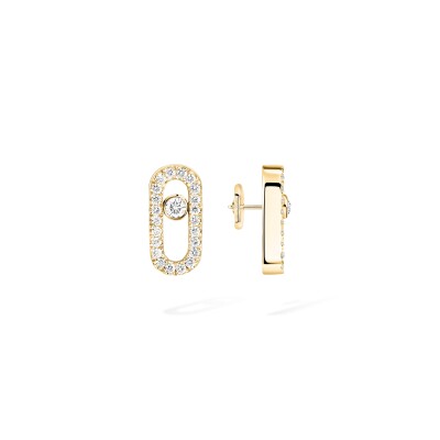 Messika Move Uno earrings, yellow gold and pave diamonds