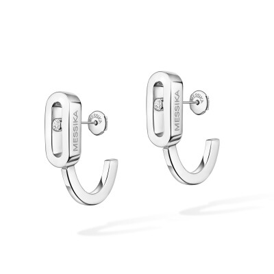 Messika Move Uno mini hoop earrings, white gold and diamonds