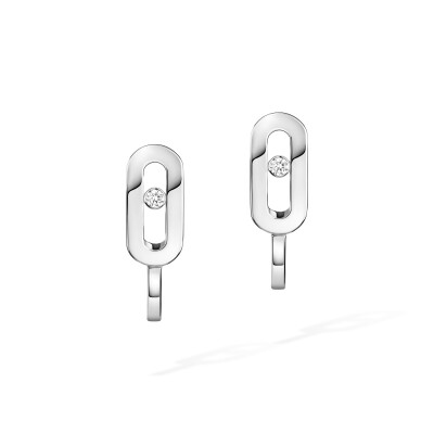 Messika Move Uno mini hoop earrings, white gold and diamonds
