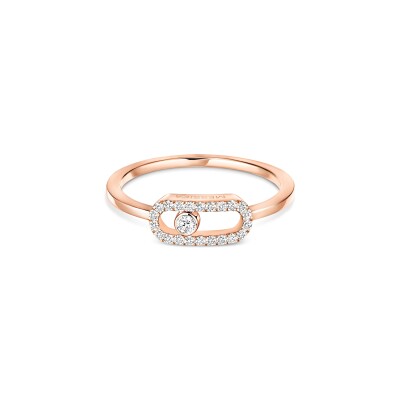 Messika Move Uno ring, pink gold and semi-pave diamonds