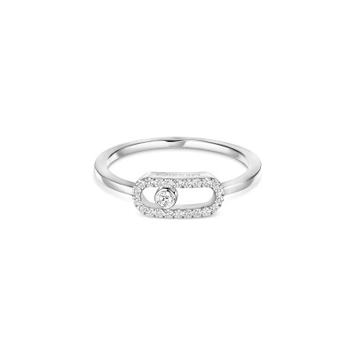 Messika Move Uno ring, white gold and semi-pave diamonds