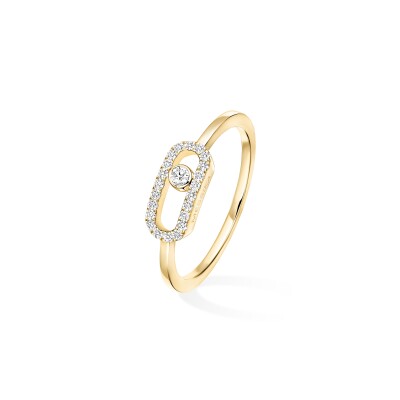 Messika Move Uno ring, yellow gold and semi-pave diamonds