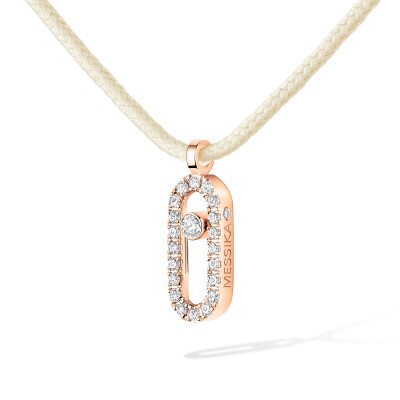Collier cordon Messika Care(s) crème pavé en or rose et diamants