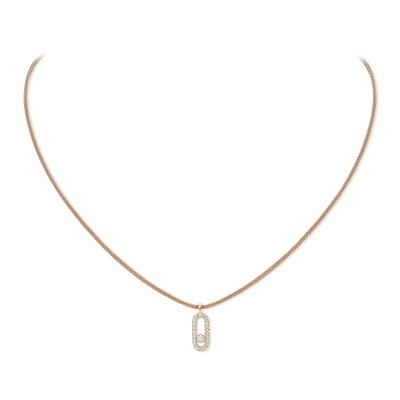 Collier cordon Messika Care(s) beige pavé en or jaune et diamants