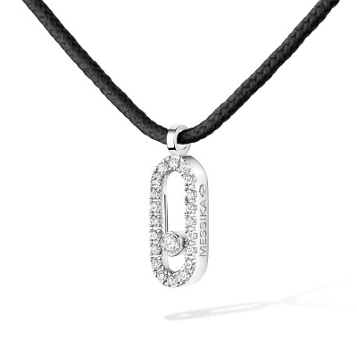 Collier cordon Messika Care(s) noir pavé en or blanc et diamants