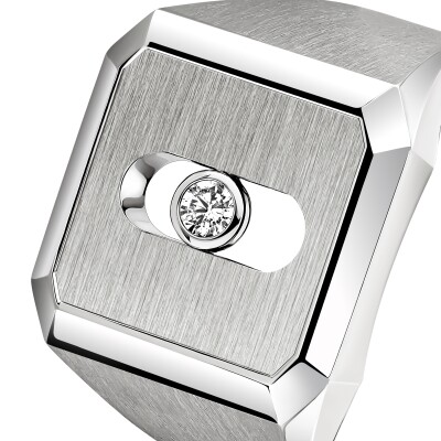 Bague chevalière Messika Move Titanium Naturel en titane et diamant