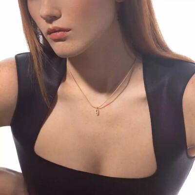 Collier cordon Messika Care(s) beige pavé en or jaune et diamants