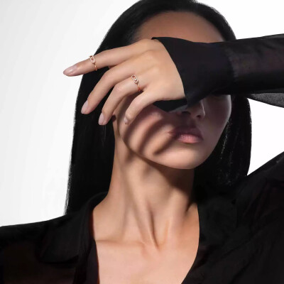 Messika Move Uno ring, pink gold and semi-pave diamonds